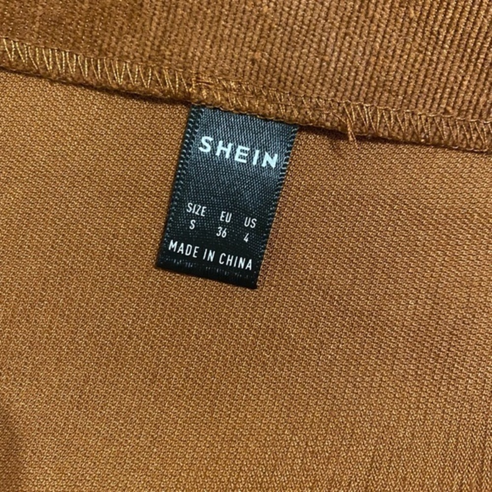 Shein Tan Corduroy Mini Skirt High Waisted Front Slit Fall Skirt Size Small - Picture 4 of 4